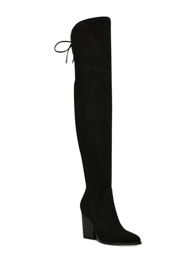 MARC FISHER Womens Black Back Tie Stretch Okun Pointed Toe Block Heel Zip-Up Heeled Boots 5 M