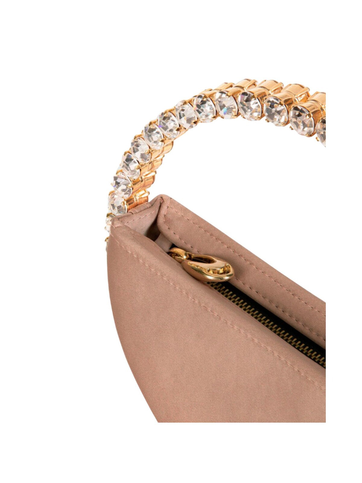 LALINGI Women's Beige Rhinestone Solid Single Strap Clutch Handbag Purse