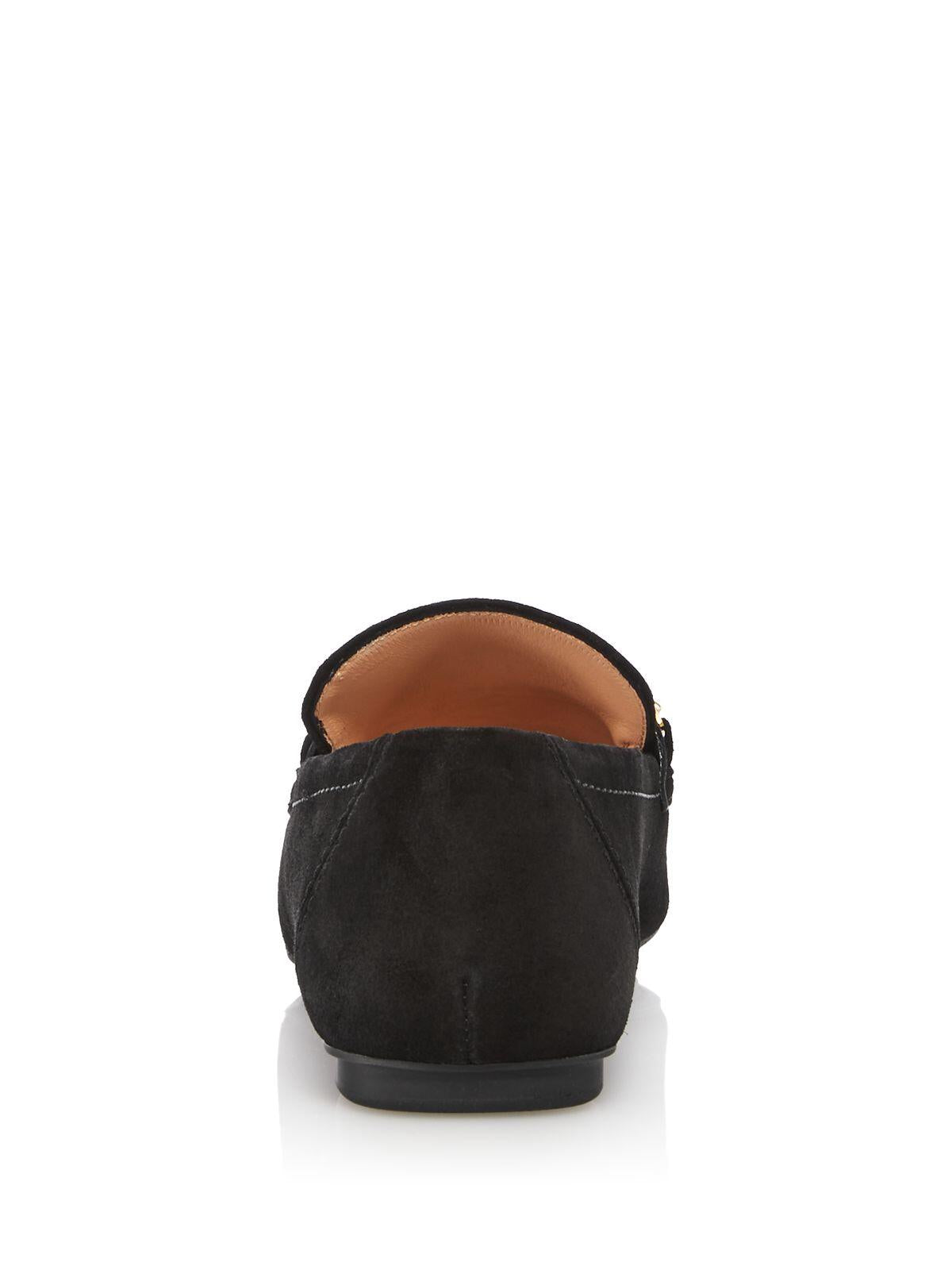 STUART WEITZMAN Womens Black Crystal Hardware Padded Jet Almond Toe Slip On Leather Dress Loafers Shoes 8 B