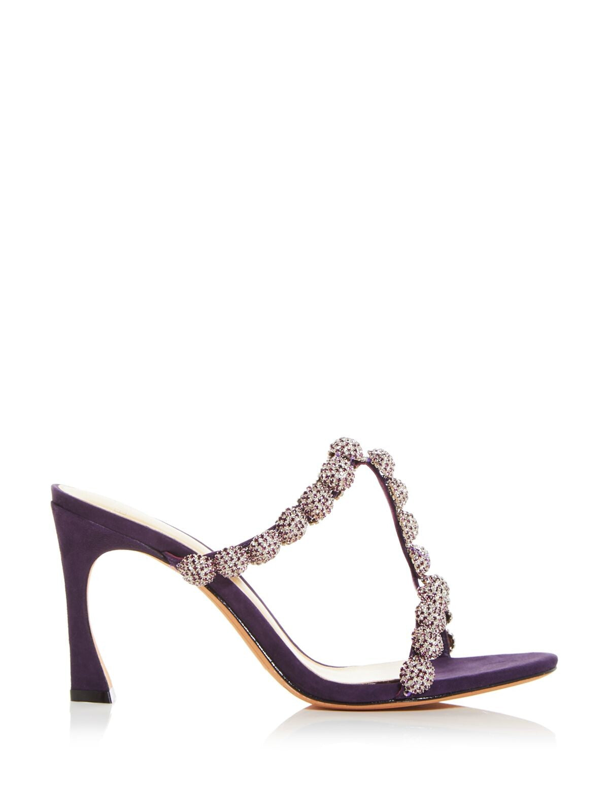 ALEXANDRE BIRMAN Womens Purple Embellished Padded Maive Almond Toe Flare Slip On Leather Dress Heeled Sandal 6