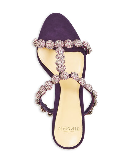 ALEXANDRE BIRMAN Womens Purple Embellished Padded Maive Almond Toe Flare Slip On Leather Dress Heeled Sandal 6