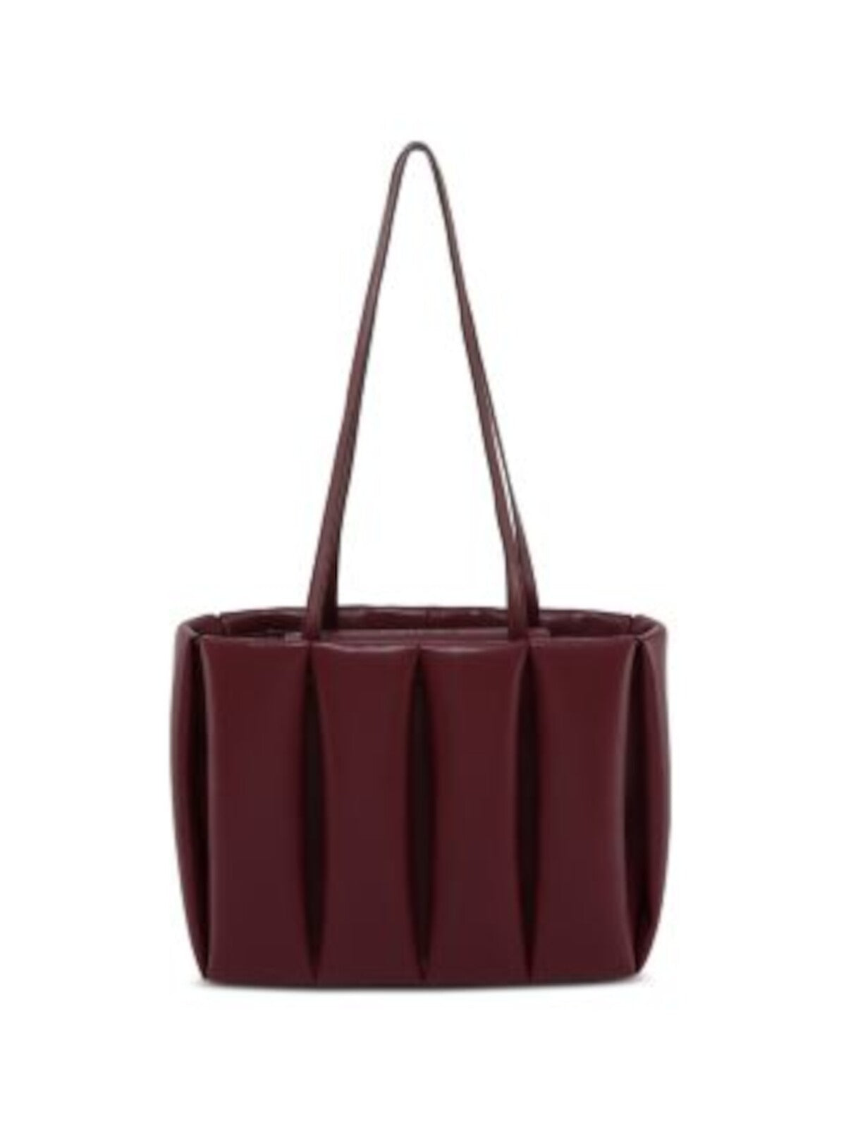 THEMOIRE Women's Burgundy Solid Polyester Quilted Detailing Double Flat Strap Tote Handbag Purse