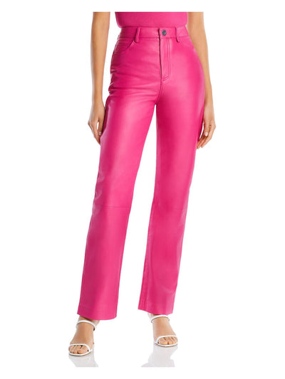 REMAIN Womens Pink Pocketed Zippered Seams At Knee Straight leg Pants 4