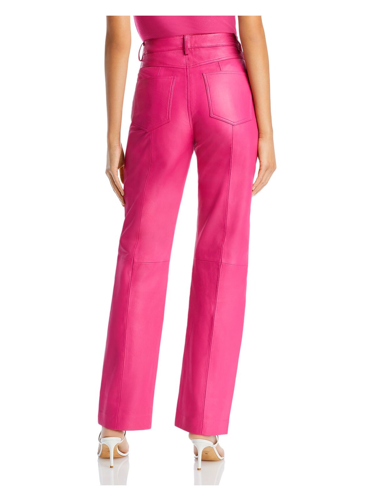 REMAIN Womens Pink Pocketed Zippered Seams At Knee Straight leg Pants 0