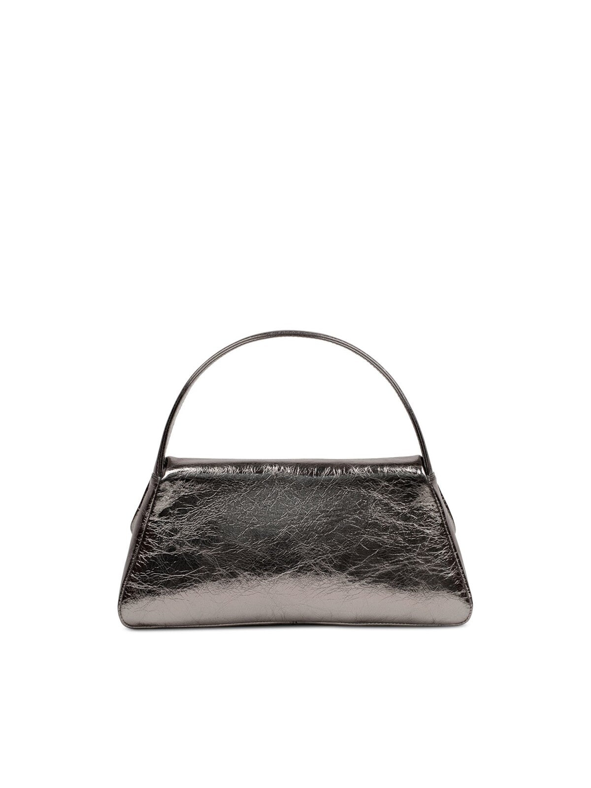 LISELLE KISS Women's Silver Metallic Solid Leather Puffed Design Single Strap Shoulder Bag