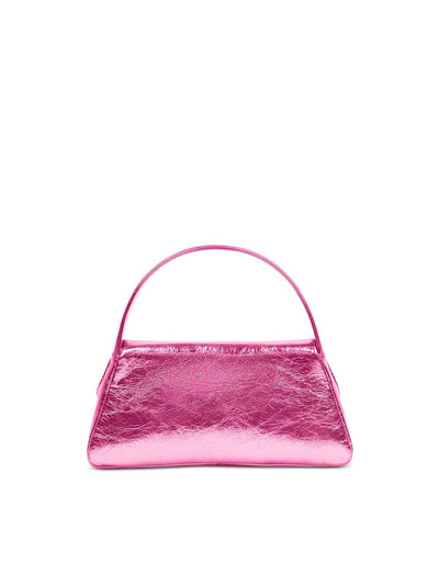 LISELLE KISS Women's Pink Metallic Solid Leather Puffed Design Single Strap Shoulder Bag