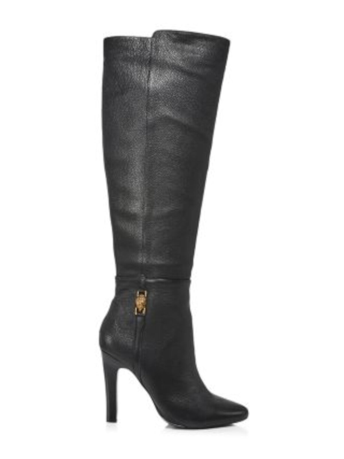 KURT GEIGER LONDON Womens Black Signature Hardware Cushioned Shoreditch Almond Toe Stacked Heel Zip-Up Leather Dress Boots 38