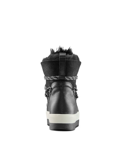 COUGAR Womens Black Mixed Media Cushioned Waterproof Slip Resistant V-five Round Toe Platform Lace-Up Leather Snow Boots 6 M