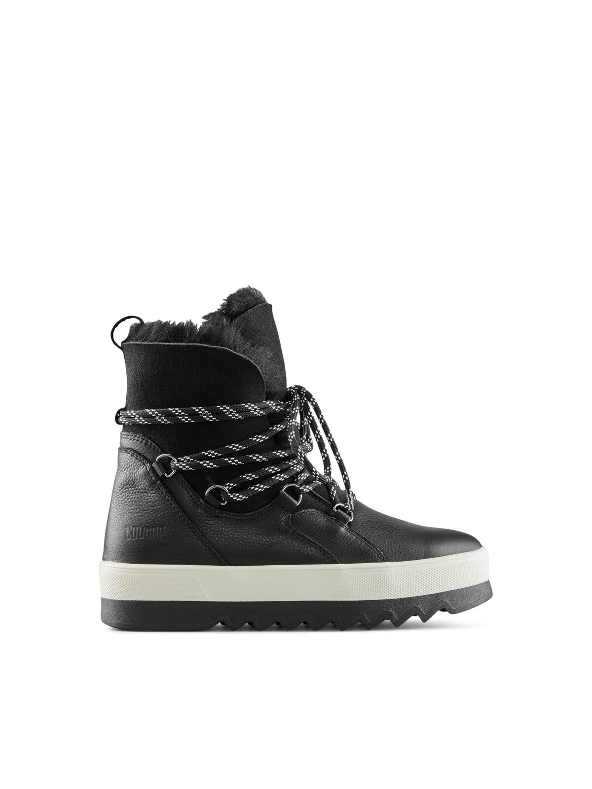 COUGAR Womens Black Mixed Media Cushioned Waterproof Slip Resistant V-five Round Toe Platform Lace-Up Leather Snow Boots 6 M