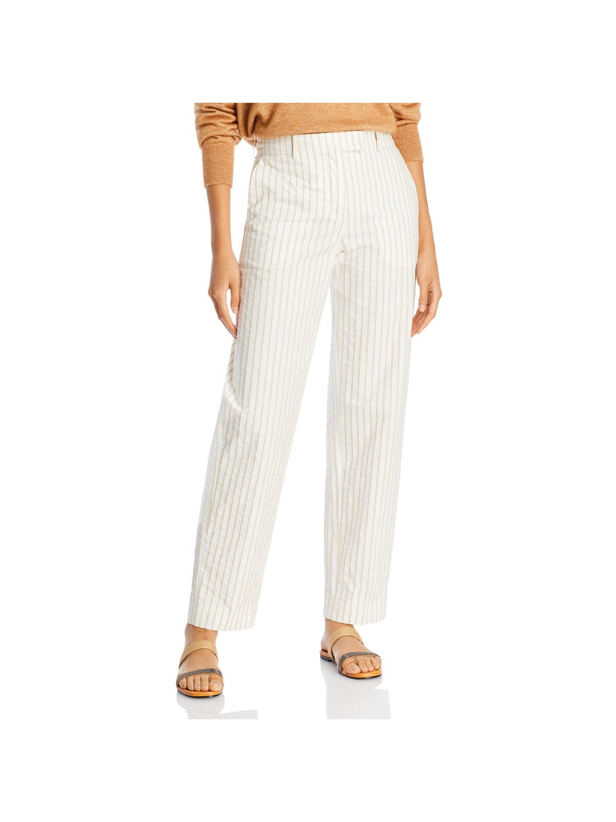 FABIANA FILIPPI Womens Ivory Zippered Pocketed Striped Wear To Work Straight leg Pants S