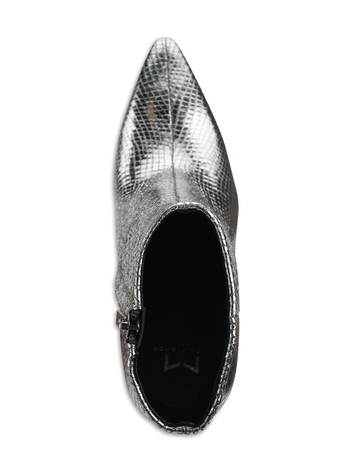 MARC FISHER Womens Silver Snake Comfort Kendry Pointed Toe Stiletto Zip-Up Leather Booties 8.5 M
