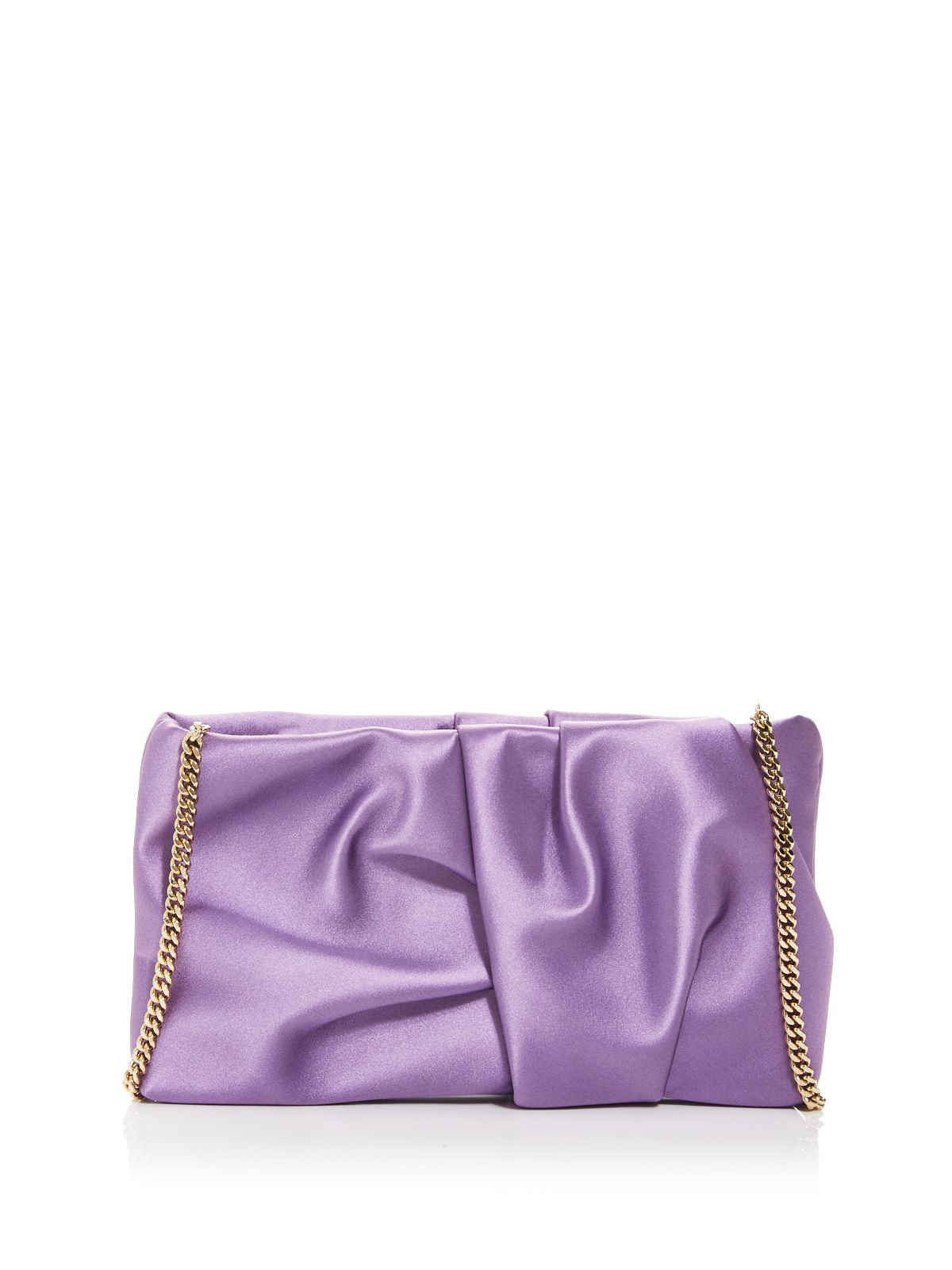 JIMMY CHOO Women's Purple Solid Ruched Chain Strap Clutch Handbag Purse