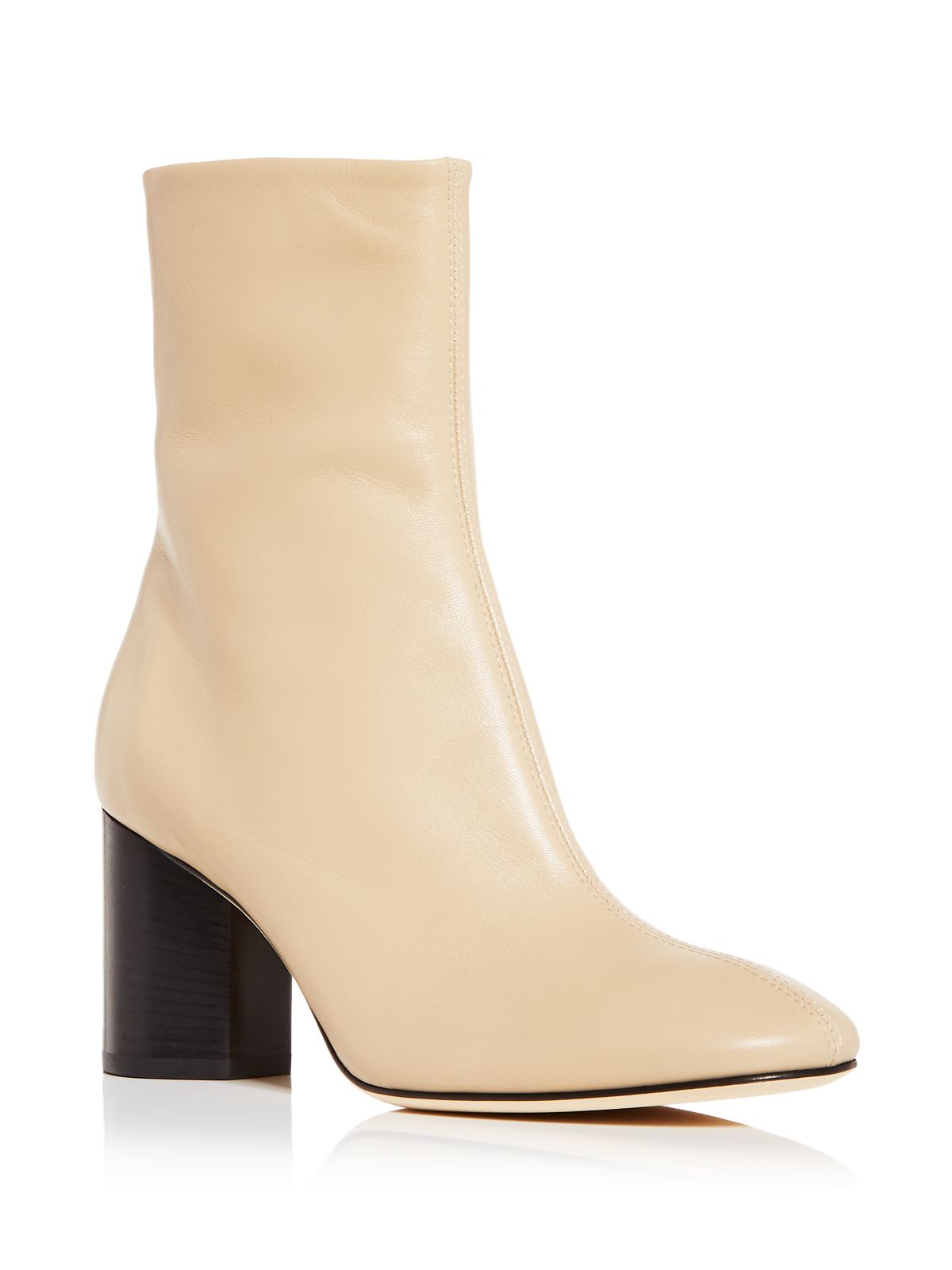 AEYDE Womens Beige Comfort Alena Round Toe Block Heel Zip-Up Leather Dress Boots 40