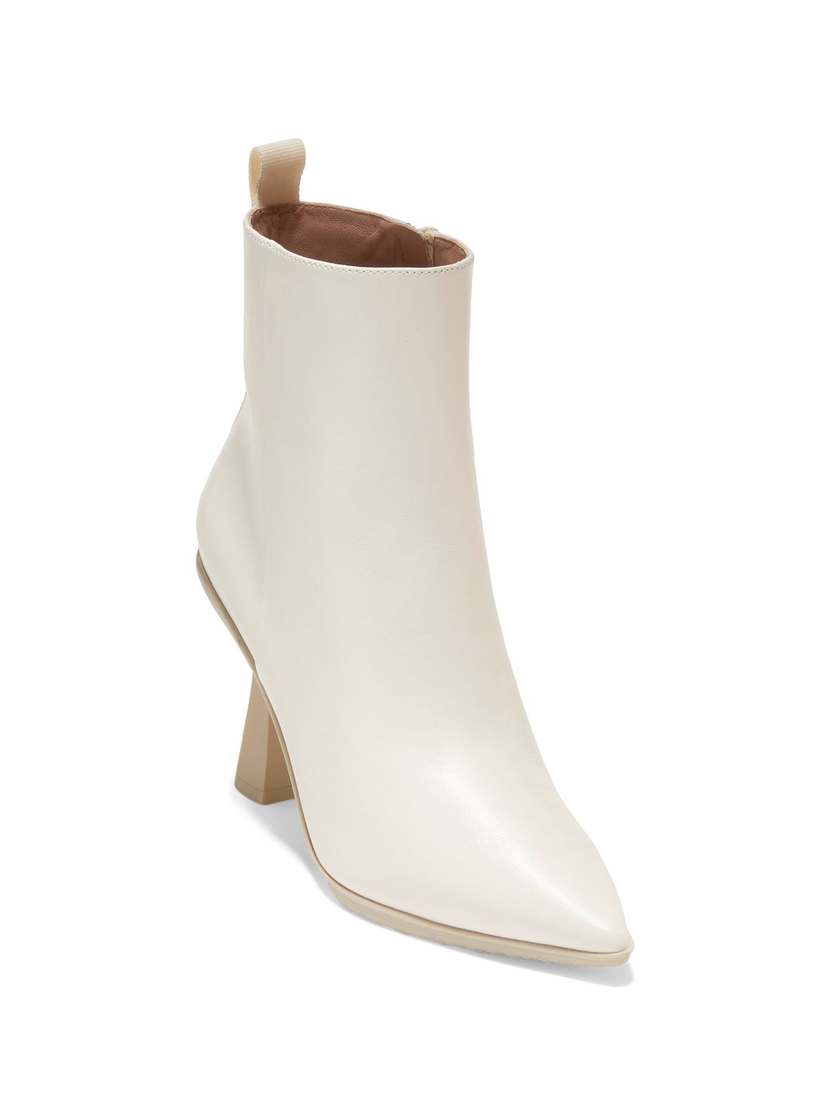 COLE HAAN Womens Ivory Pull Tab Padded Grand Ambition Pointed Toe Flare Zip-Up Leather Dress Booties 5 B