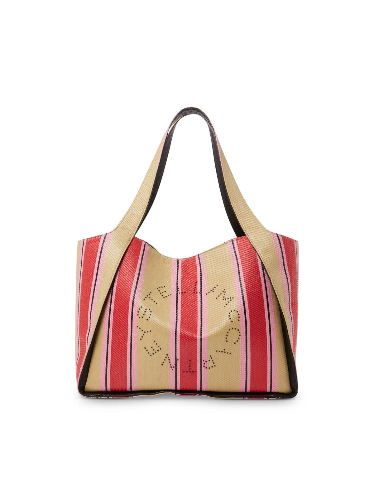 STELLAMCCARTNEY Women's Red Striped Removable Pouch Included Logo Double Flat Strap Tote Handbag Purse