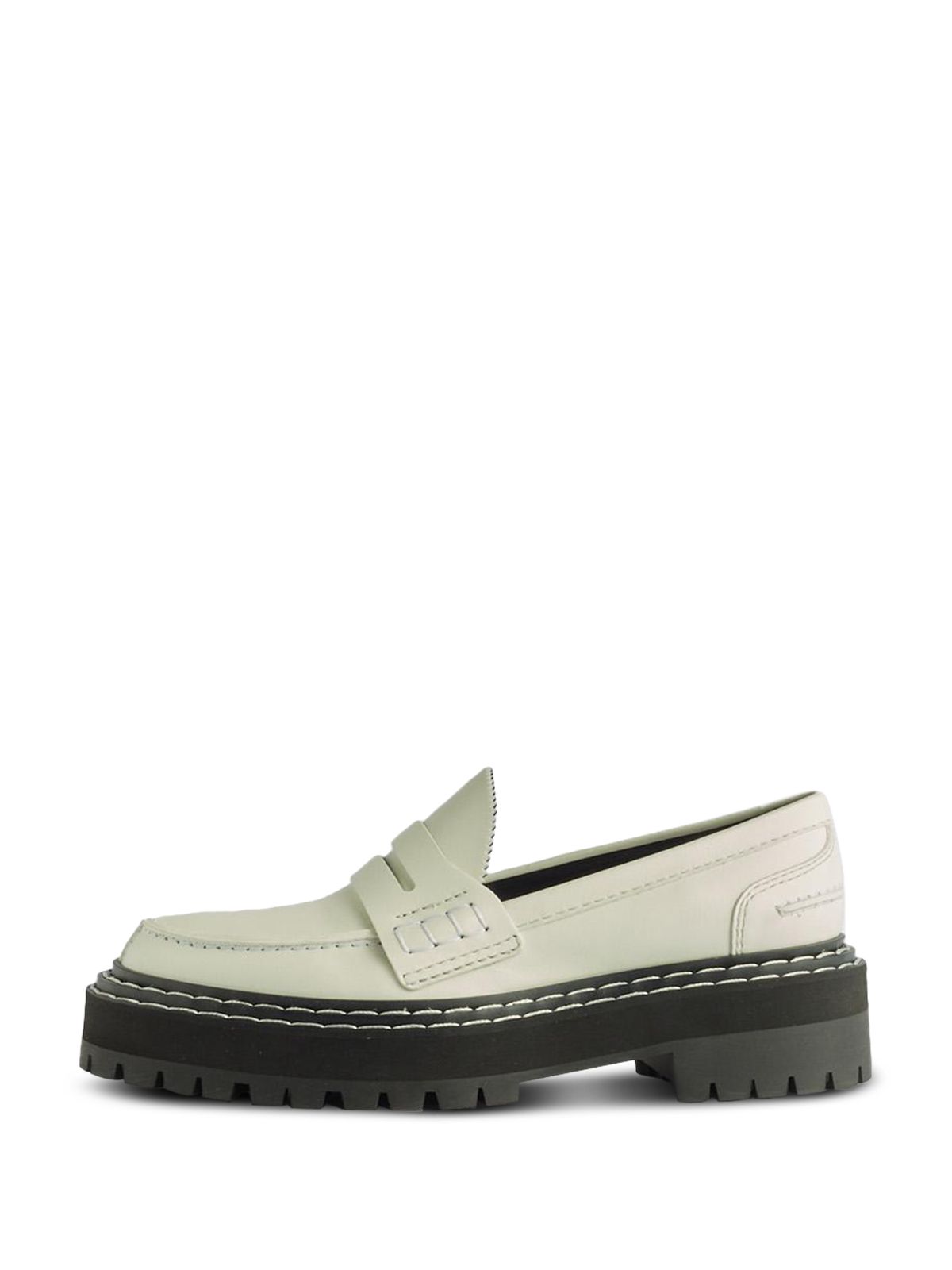 PROENZA SCHOULER Womens Ivory 1" Platform Penny Strap Padded Scalloped Round Toe Slip On Leather Dress Loafers Shoes 40