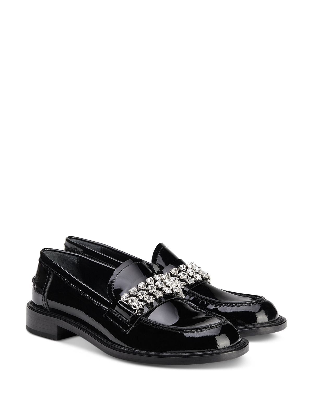 AGL Womens Black Embellished Padded Lola Round Toe Slip On Leather Dress Moccasins Shoes 35