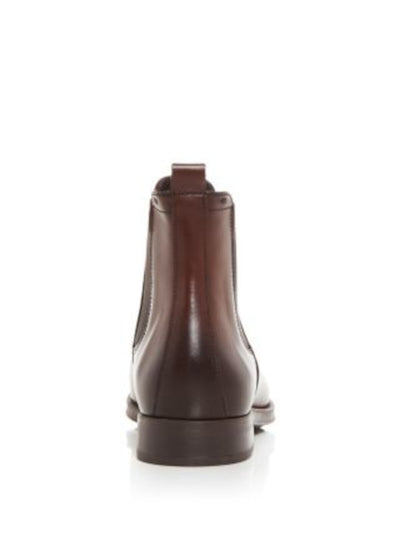 TO BOOT NEW YORK Womens Brown Heel Pull-Tab Burnished Goring Padded Kensington Almond Toe Block Heel Chelsea Boot 12 M