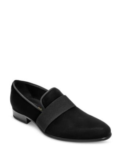 TO BOOT NEW YORK Mens Black Notched Padded Adam Derrick Park Avenue Almond Toe Block Heel Slip On Dress Loafers Shoes 11.5