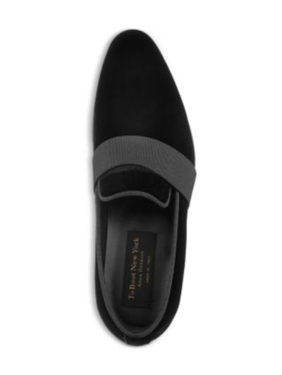 TO BOOT NEW YORK Mens Black Notched Padded Adam Derrick Park Avenue Almond Toe Block Heel Slip On Dress Loafers Shoes 12