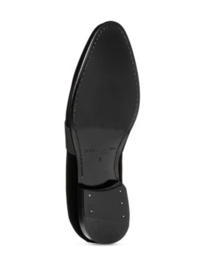 TO BOOT NEW YORK Mens Black Notched Padded Adam Derrick Park Avenue Almond Toe Block Heel Slip On Dress Loafers Shoes