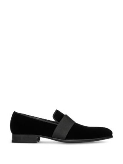 TO BOOT NEW YORK Mens Black Notched Padded Adam Derrick Park Avenue Almond Toe Block Heel Slip On Dress Loafers Shoes 11.5