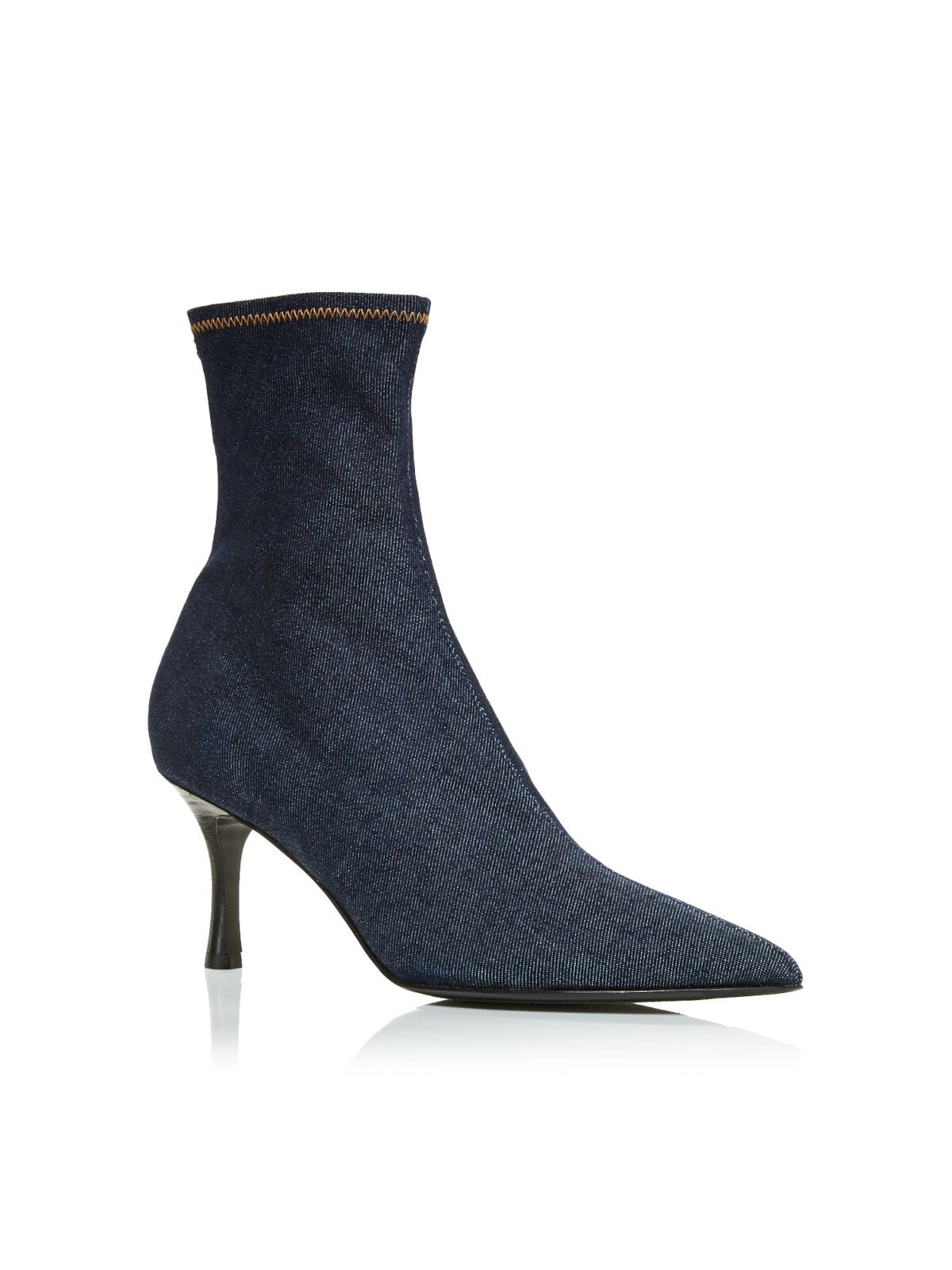 RAG & BONE Womens Navy Denim Stretch Padded Brea Pointed Toe Stiletto Zip-Up Booties 38.5