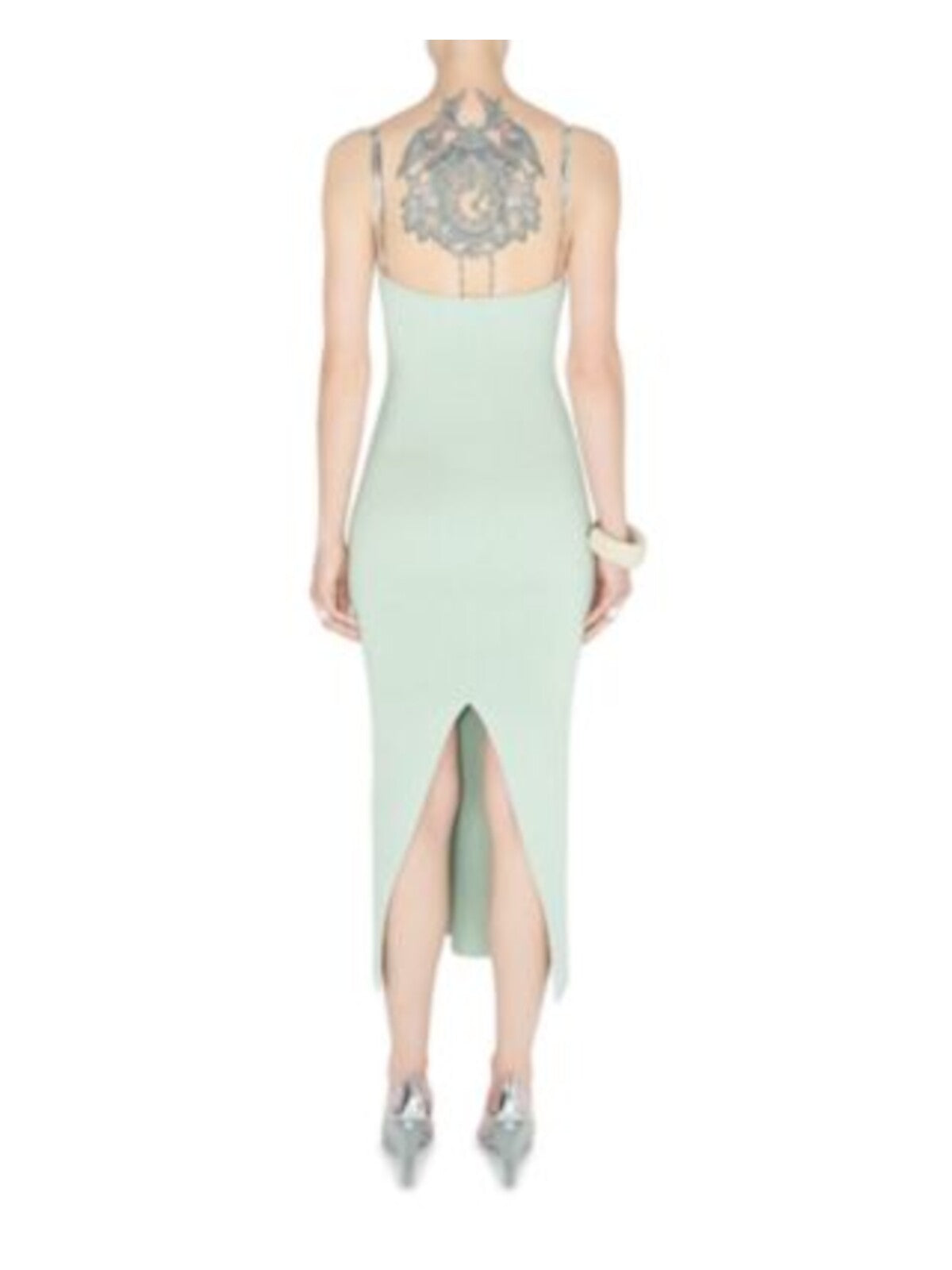 GALVAN LONDON Womens Green Ribbed Chain Straps Pullover Sleeveless Sweetheart Neckline Maxi Party Sheath Dress XS