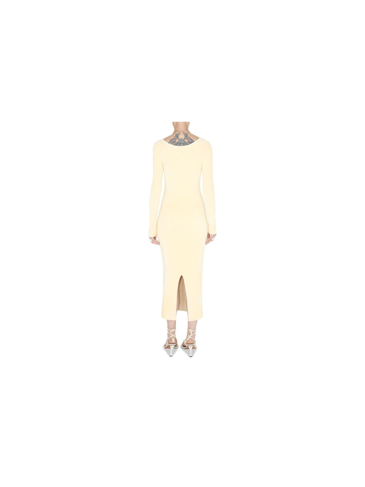 GALVAN LONDON Womens Yellow Ribbed Notched Neck Back Slit Long Sleeve – Bobbi + Bricka