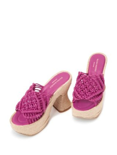 PALOMA BARCELO Womens Pink Woven 2-1/2" Platform Padded Lug Sole Salma Almond Toe Flare Slip On Leather Espadrille Shoes 40