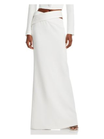 MONOT Womens White Zippered Slitted Pleated Crossover Cutout Waist Full-Length Evening Pencil Skirt 0