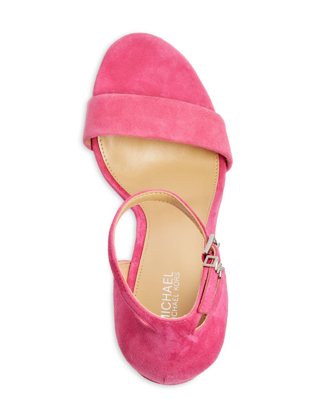 MICHAEL MICHAEL KORS Womens Pink Ankle Strap Jordyn Open Toe Stiletto Buckle Leather Dress Heeled Sandal 5.5 M