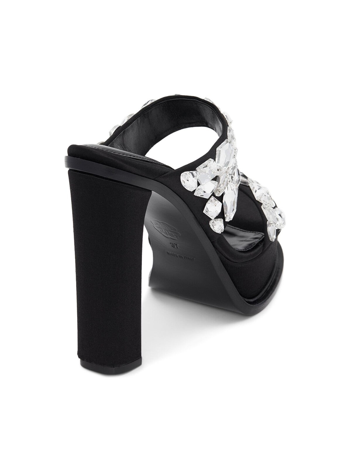 ALEXANDER MCQUEEN Womens Black 2" Platform Embellished Open Toe Block Heel Slip On Heeled Sandal 39