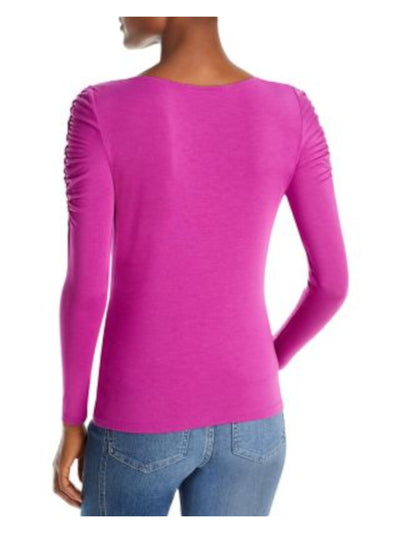 VERONICA BEARD Womens Pink Ruched Pullover Long Sleeve Split Top XS