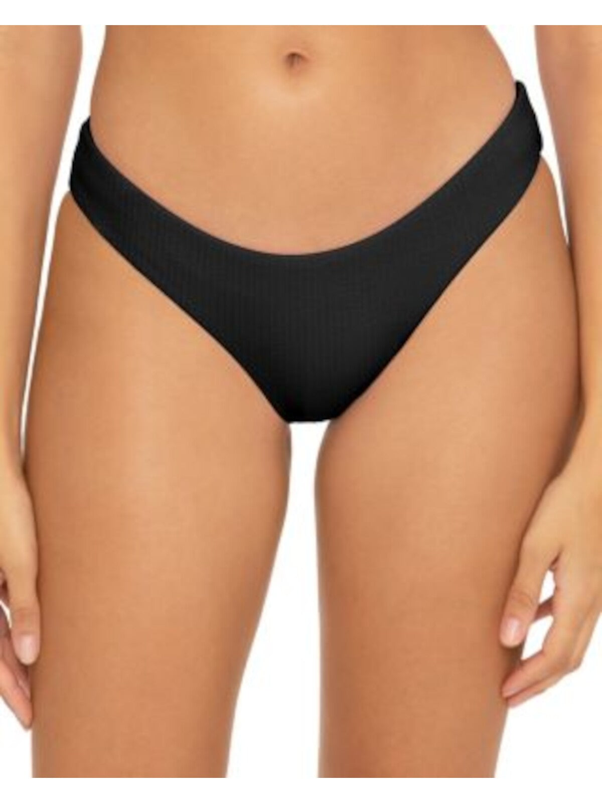 BECCA Women's Black Low Rise Lined Ruched Pucker Up Bikini Swimsuit Bottom S