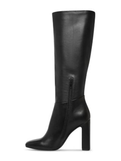 STEVE MADDEN Womens Black Padded Ally Square Toe Block Heel Zip-Up Leather Dress Boots 6 M