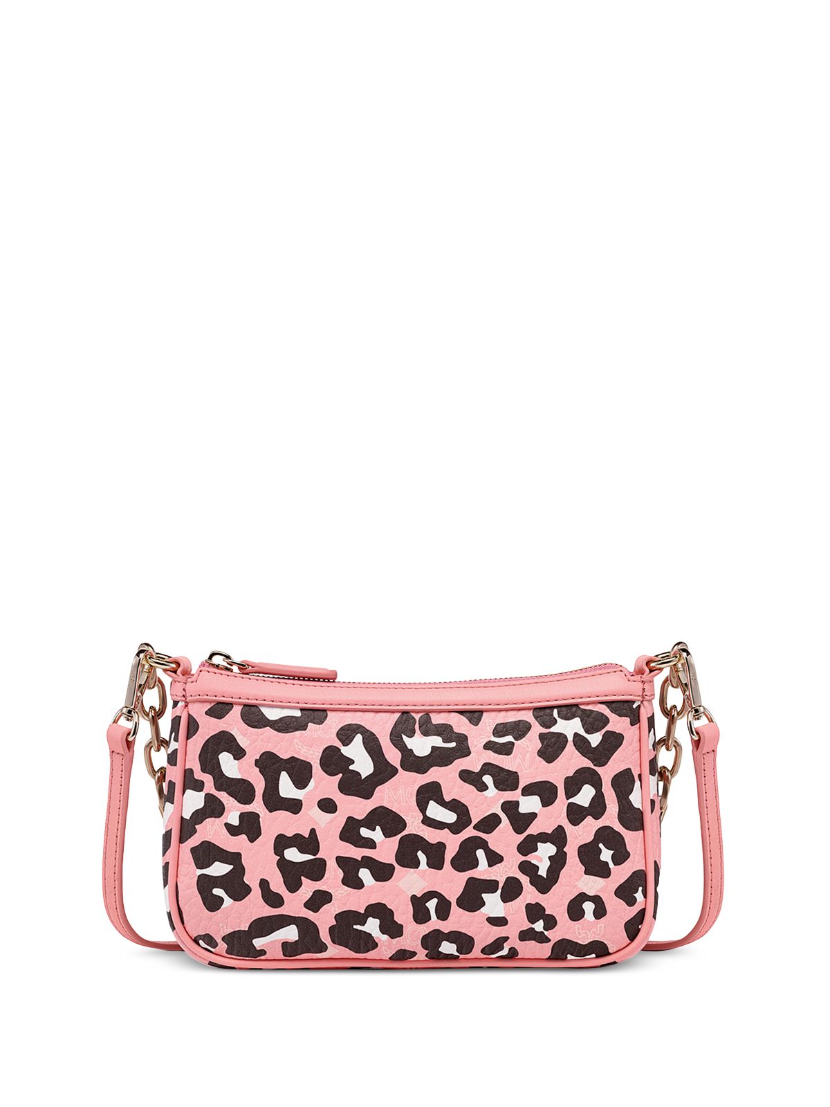 MCM Women's Pink Leopard Print Removable Adjustable Crossbody Band Chain Strap Shoulder Bag