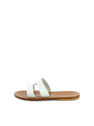KJACQUES Womens White Cut Out Comfort Menandre Round Toe Slip On Leather Slide Sandals Shoes 36