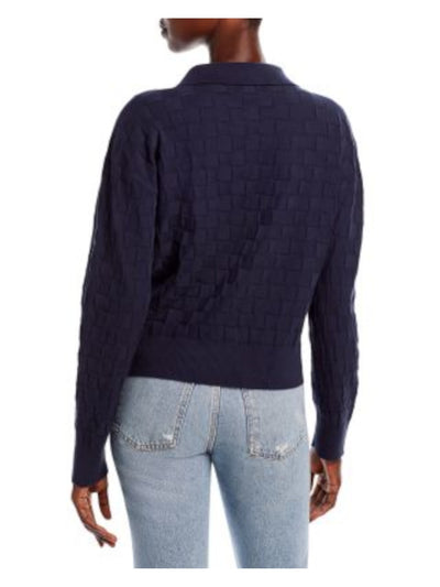 MONROW Womens Navy Long Sleeve Collared Sweater S