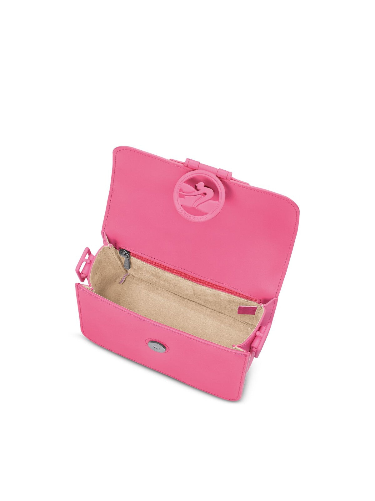 LONGCHAMP Women's Pink Solid Suede Adjustable Strap Crossbody Handbag Purse