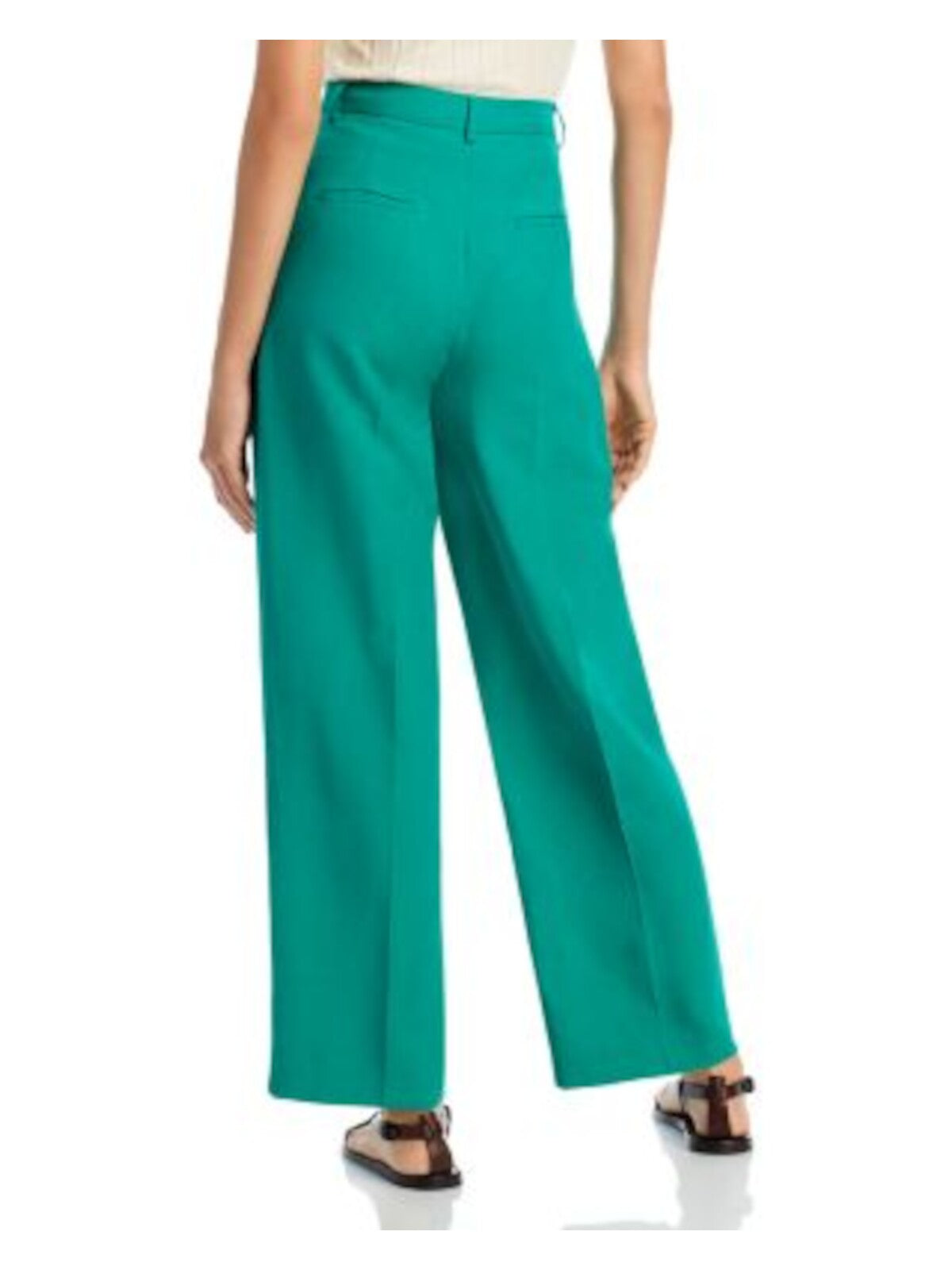 LUCY PARIS Womens Green Pleated Zippered Pocketed Belt Loops Wear To Work Wide Leg Pants S