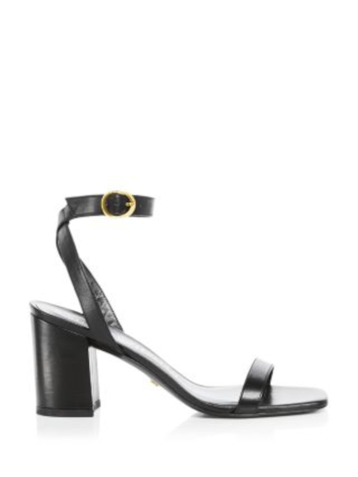 STUART WEITZMAN Womens Black Ankle Strap Padded Nearlybare Square Toe Block Heel Buckle Leather Heeled Sandal 6 B