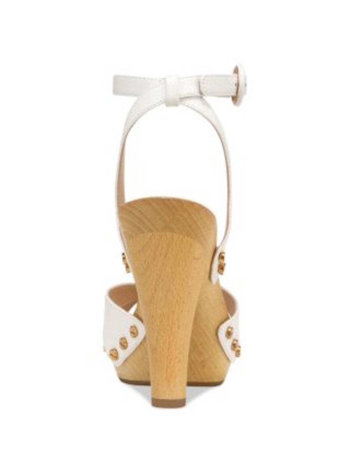 VERONICA BEARD Womens White 1 Platform Studded Padded Lamont Almond Toe Block Heel Buckle Leather Heeled Sandal 9.5 M