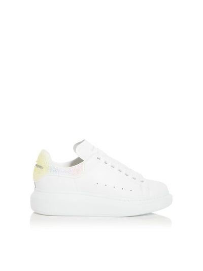 ALEXANDER MCQUEEN Womens White 1" Platform Embellished Padded Round Toe Wedge Lace-Up Sneakers Shoes 38.5
