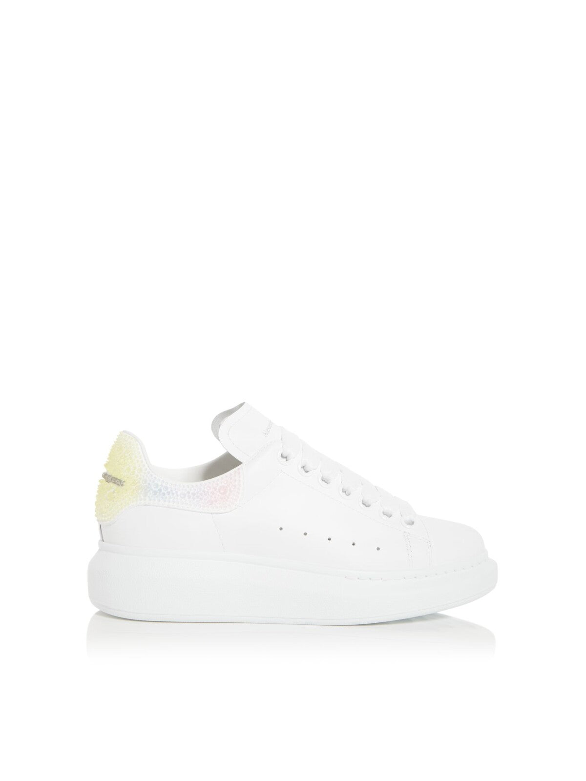ALEXANDER MCQUEEN Womens White 1" Platform Embellished Padded Round Toe Wedge Lace-Up Sneakers Shoes 37.5