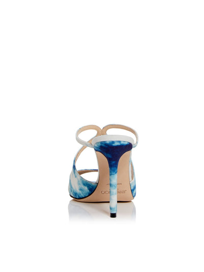 JIMMY CHOO Womens Blue Tie-Dye Strappy Anise Square Toe Stiletto Slip On Heeled Sandal 38