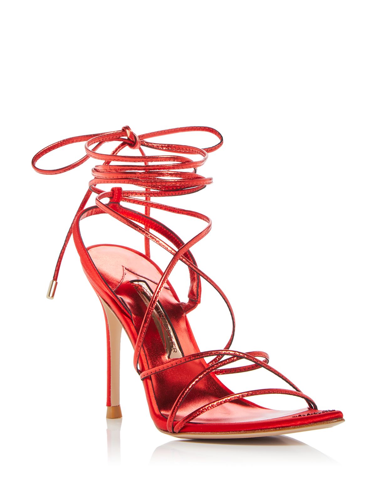 SOPHIA WEBSTER Womens Red Comfort Amora Open Toe Stiletto Lace-Up Leather Dress Heeled Sandal 37