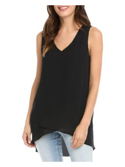 KAREN KANE Womens Black Sleeveless V Neck Top XS