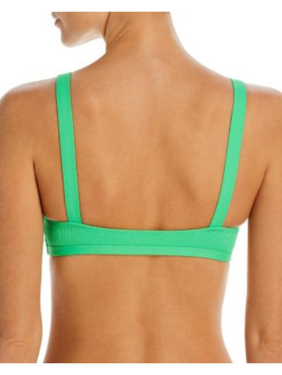 L SPACE Women's Green Removable Cups Lined Ribbed Lala Bra Swimwear Top S\P