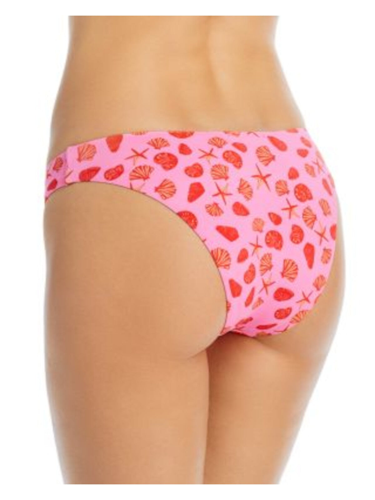 AQUA SWIM Women's Pink Patterned Stretch Elasticized Waist Band Moderate Coverage Bikini Swimwear Bottom L